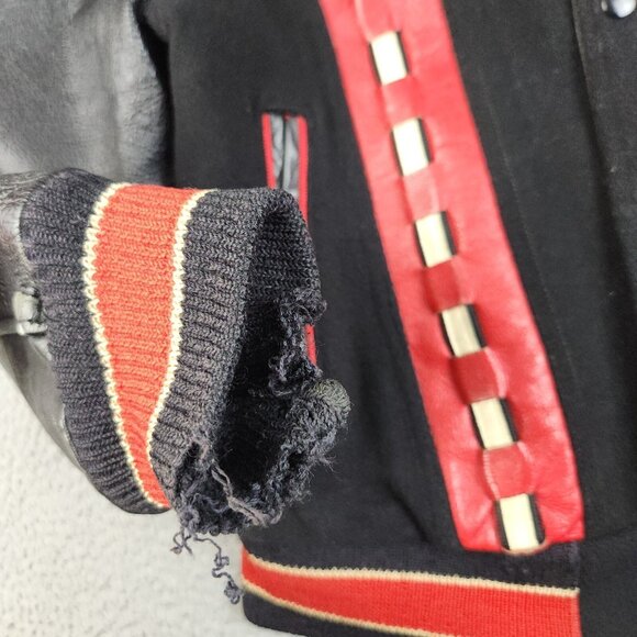 VTG 60s Varsity Wool Leather Bomber Jacket Large Indiana North Posey Viking 1969 - Picture 13 of 14